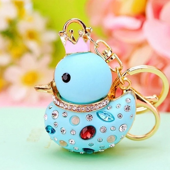 Adorable Cartoon “Good Luck” Lucky Duck Jeweled Bag Charm / Key Chain |  NEW - Picture 3 of 3